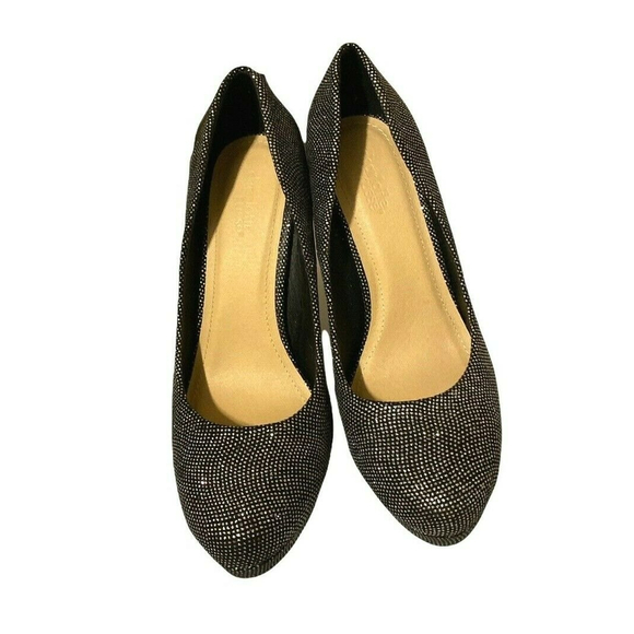 Charlotte Russe Black Glimmer Heels Sz 9 Womens Party Platform 4.5” Heels - Picture 4 of 9